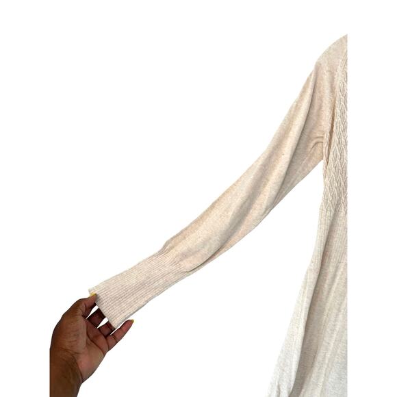 Prana Zora Cable Knit Cream Crew Neck Granola Girl Sweater Dress Size Small - Picture 7 of 14